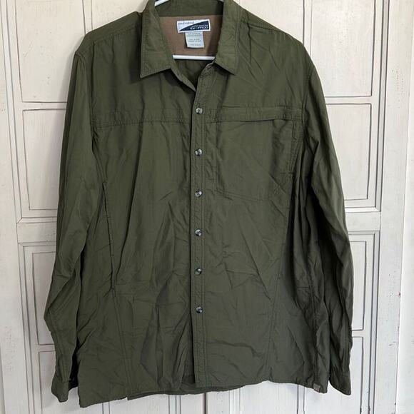 ExOfficio mens size large army green ventilated button down shirt - Picture 1 of 2